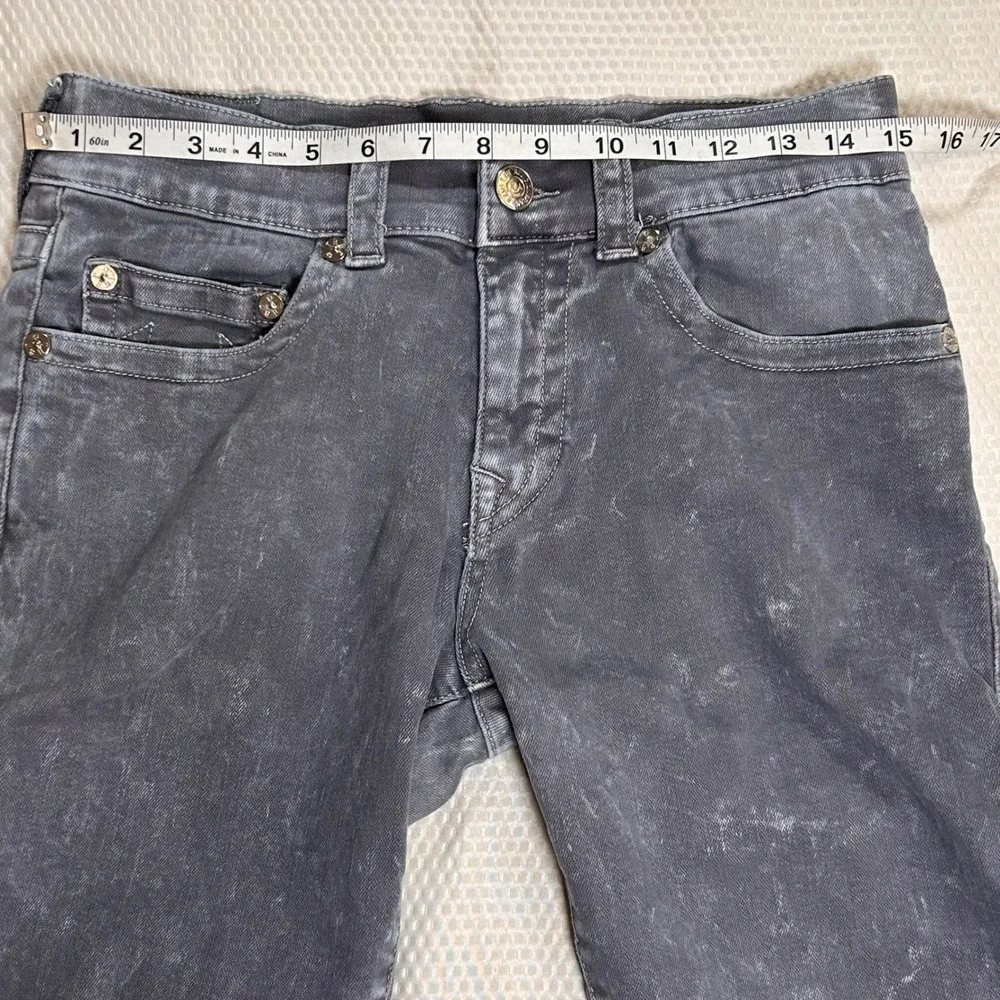 True Religion Rocco Relaxed Skinny Grey Acid‎ Wash Denim Shorts Mens 31